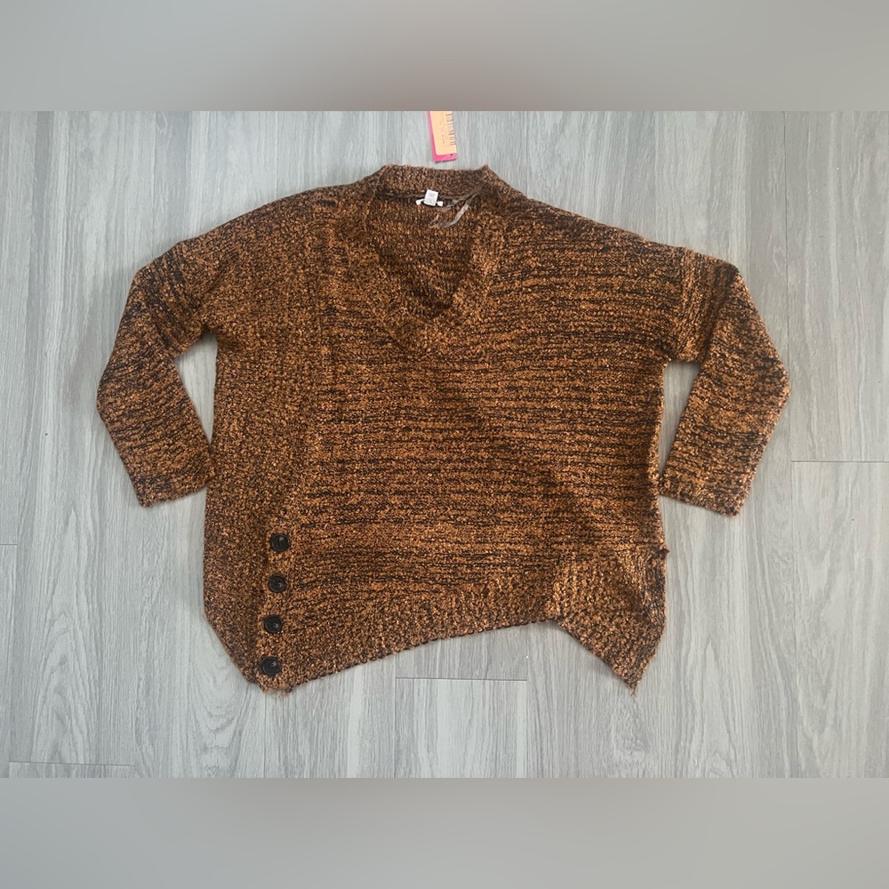 Xhilaration Marled V-Neck Oversized Sweater Brown Black Size Medium NWT